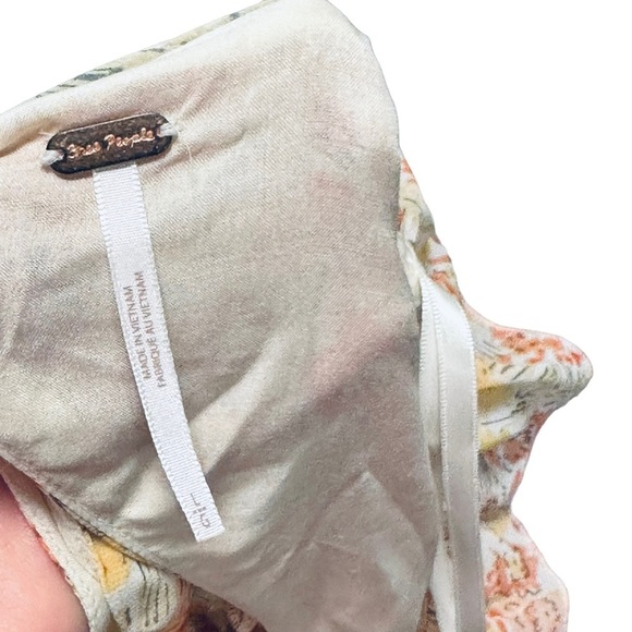 Free People Mabel Printed Blouse Spring Combo Orange Floral Print Peasant large - Picture 5 of 10